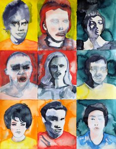 Cuadrícula de retratos vibrantes