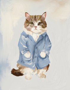 Un gatito adorable con un abrigo azul de Josie George