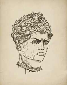 Busto de un anciano feroz