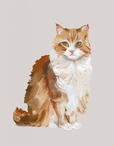 Retrato de un gato peludo de color jengibre de Josie George