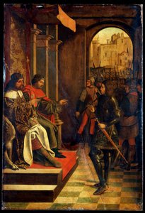 San Sebastián ante los Emperadores Diocleciano y Maximiano, finales del siglo XV de Josse Lieferinxe