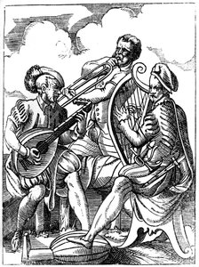 Un guitarrista, un laudista y un trombonista, siglo XVI, 1849 de Jost Amman