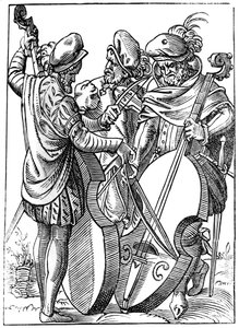 Un violinista y dos violonchelistas, siglo XVI, 1849 de Jost Amman