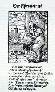 Un astrónomo con un verso de Hans Sachs, pub. Frankfurt 1568 de Jost Amman