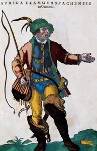 Traje de cochero en Alemania, grabado de Habitus praecipuorum popularum de Jost Amman