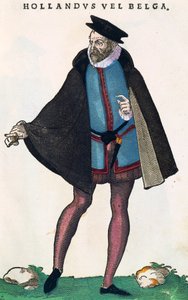 Holandeses de los Países Bajos en traje tradicional, grabado de Habitus praecipuorum popularum