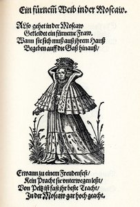 Mujer noble de Moscú. Del Frauentrachtenbuch Frankfurt, 1586 de Jost Amman