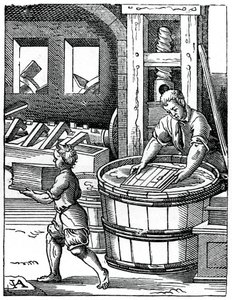 El fabricante de papel, siglo XVI, 1870 de Jost Amman