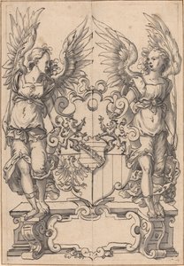 Dos Ángeles Sosteniendo un Escudo de Armas de Jost Amman