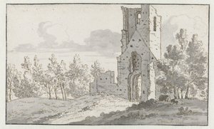 La ruina de la capilla de Eik en Duinen cerca de La Haya de Josua de Grave