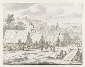 Vista de un campamento del ejército de Guillermo III cerca de Lembeek, Brabante Flamenco de Josua de Grave