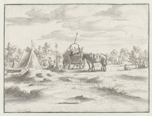 Vista de un campamento del ejército de Willem III cerca de Lovaina de Josua de Grave