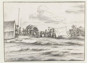 Vista de un campamento del ejército de Willem III cerca de Lovaina de Josua de Grave