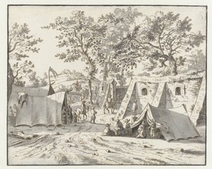 Vista de un campamento del ejército de Willem III cerca de Lovaina de Josua de Grave