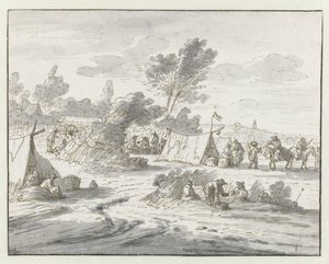 Vista de un campamento del ejército de Willem III cerca de Lembeek, Brabante Flamenco de Josua de Grave