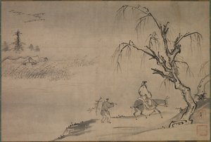 Literato chino en un paisaje otoñal, finales de 1400 de Josui Sōen