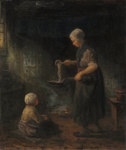 Los panqueques, c. 1875 (óleo sobre tela) de Jozef (1824 1911) Israels