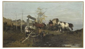 Conversación en el pozo, 1877 de Jozef Brandt