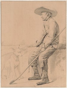 Pastor sentado con perro de Jozef Hoevenaar