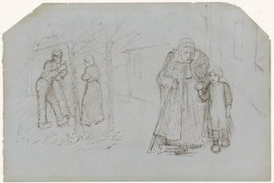 Campesino, campesina y niña con una anciana de Jozef Israëls