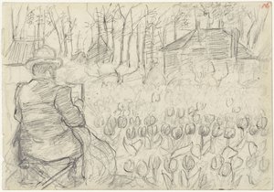 Pintor en un campo de tulipanes de Jozef Israëls