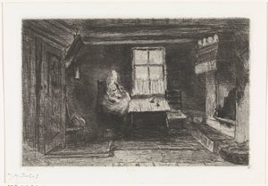 Interior con madre e hijo de Jozef Israëls (signed by artist)