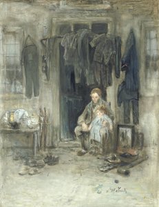 Hijo del pueblo antiguo de Jozef Israëls (signed by artist)