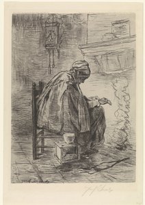 Anciana junto a la chimenea de Jozef Israëls