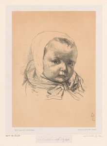retrato, de, un, bebé, con, sombrero de Jozef Israëls