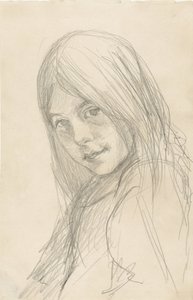 Retrato de una chica con el pelo suelto de Jozef Israëls