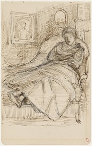 Mujer dormida sobre un canapé de Jozef Israëls
