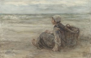 La chica del pescador en la playa de Jozef Israëls