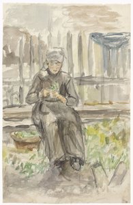 Chica sentada en un jardín de Jozef Israëls