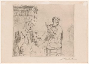 Dos hombres bebiendo en una mesa junto a una chimenea
