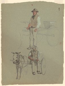 Estudios de un Hombre y un Carro de Caballo