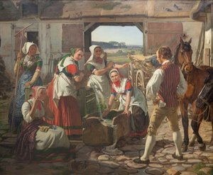 Chicas de la cosecha de Selandia en un pozo de Jørgen Roed