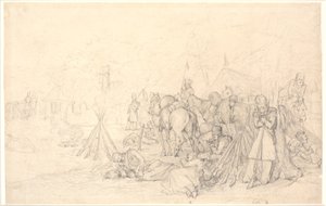 Franceses acampando en el campo de batalla después de una batalla de Jørgen V. Sonne