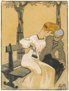 Hombre y Mujer en un Banco de Juan Gris