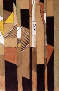 Naturaleza Muerta con Botella y Cigarros, 1912 de Juan Gris