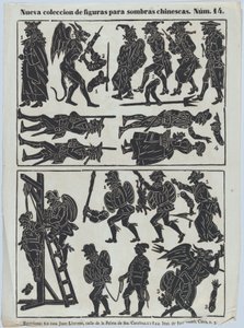 Hoja 14 de figuras para marionetas de sombra chinas, 1859 de Juan Llorens