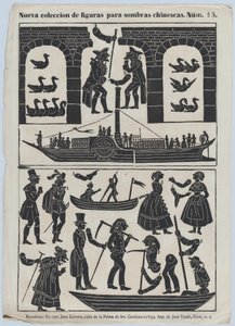 Hoja 15 de figuras para marionetas de sombra chinas, 1859 de Juan Llorens
