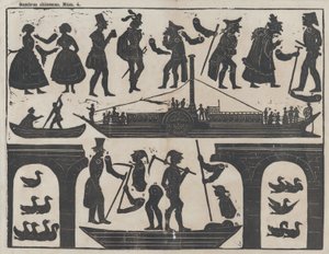 Hoja 4 de figuras para marionetas de sombra chinas, ca. 1850-70 de Juan Llorens