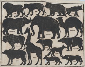 Hoja 5 de figuras para títeres de sombra chinos, ca. 1850-70 de Juan Llorens