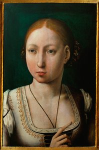 Juana la Loca, esposa de Felipe el Hermoso, hija de Isabel de Castilla ... de Juan de (attr. to) Flandes