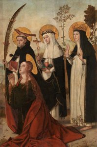 María Magdalena, Pedro de Verona, Catalina de Siena y Margarita de Hungría de Juan de Borgoña