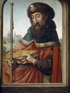Jacques de Zebedee o Jacques le Majeur o san Jacques - Santiago el Viejo como Peregrino - Pintura de Juan de Flandes (Jean de Flandres) (ca. 1465-1519) - ca 1507 - Óleo sobre madera - 49x37 cm - Museo del Prado, Madrid de Juan de Flandes
