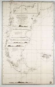 Mapa de Chile, Patagonia, Tierra del Fuego e Islas Malvinas, c.1798 (grabado)