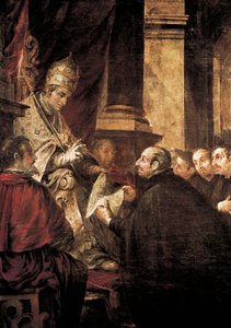 San Ignacio de Loyola recibiendo la Bula de la Orden de los Jesuitas del Papa Pablo III