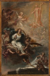 Estudio para "La Asunción de la Virgen" para San Agustín, Sevilla, c.1670-72 (óleo sobre madera) de Juan de Valdes Leal