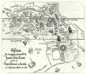 África, del mapa mundial de Juan de la Cosa de 1500 (grabado)